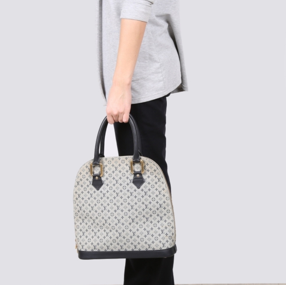 Unique Authenthic Louis Vuitton Mini Lin Navy Blue Monogram Alma Haunt Tall Dome